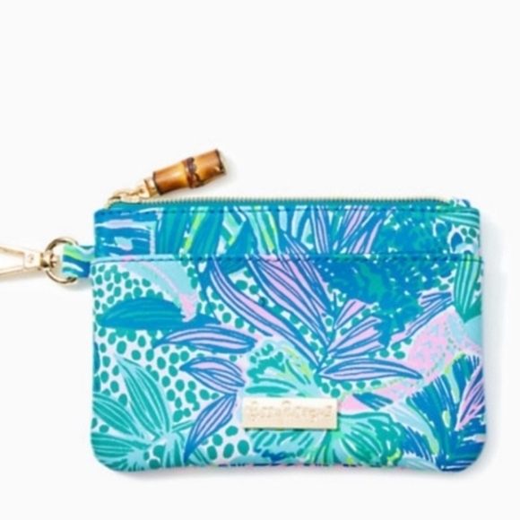 Lilly Pulitzer Zip Top Wallet, Botanical Green Holiday In The Sun - Picture 1 of 13